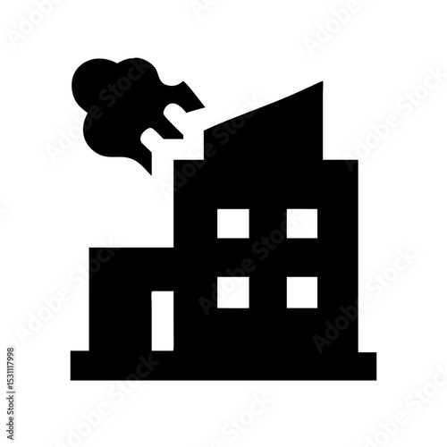 Icon of a damaged building to signify destruction or disrepair