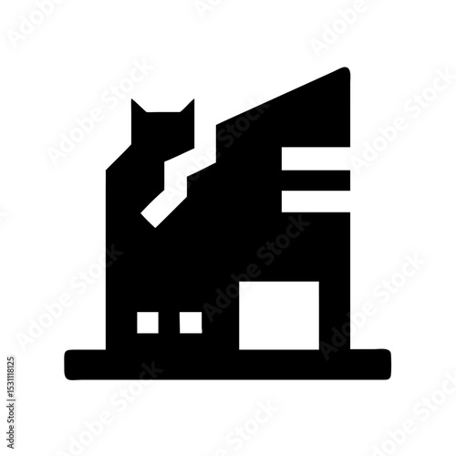 Icon of a damaged building to signify destruction or disrepair
