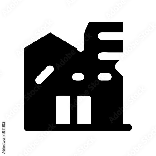 Icon of a damaged building to signify destruction or disrepair