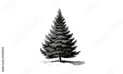 Silver Fir Tree Illustrations, vector illustration, forest trees art, conifer tree drawing, nature background, seasonal foliage design, evergreen plant graphics, woodland scenery.
