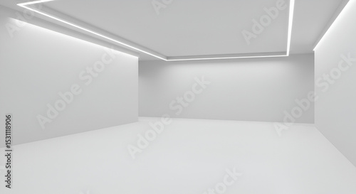 Wallpaper Mural Modern interior with minimalist design, featuring a spacious white room and recessed lighting Torontodigital.ca