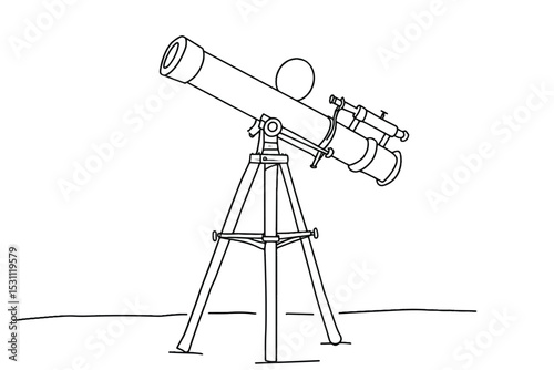 telescope illustration hand drawn outline isolated vector.