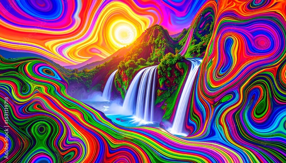 Obraz premium Abstract colorful background with circular patterns and bright summer-inspired swirls1