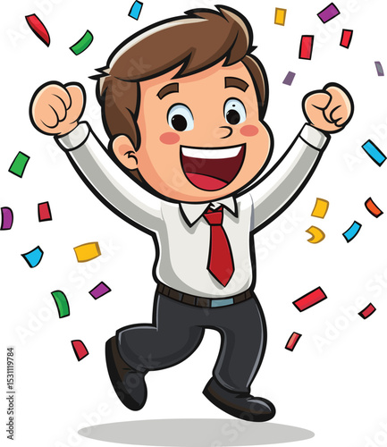 set of funny cartoon business man