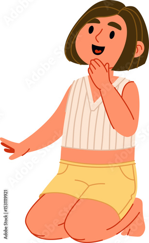 Smiling Girl Kneeling