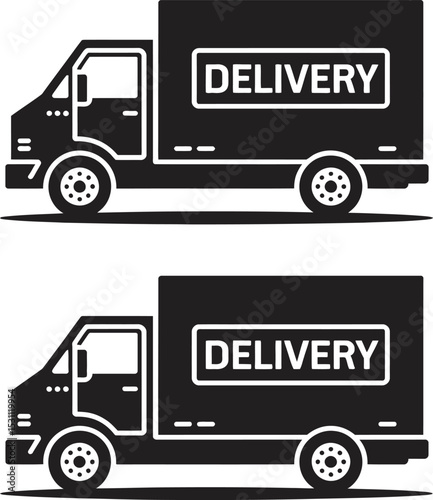 Delivery truck icon set with various