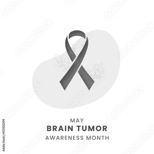 Brain Tumor Cancer awareness Month background design with Grey silk ribbon.