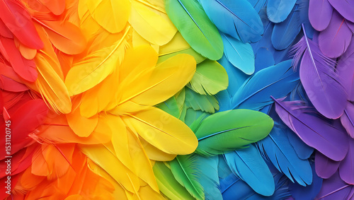 Wallpaper Mural A vibrant collection of rainbow colored feathers arranged in a gradient pattern Torontodigital.ca