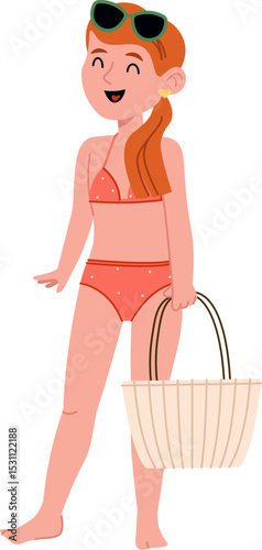 Girl in Swimwear with Sunglasses