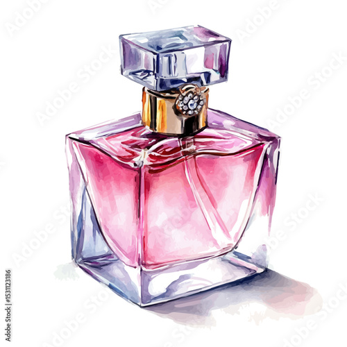 Perfume, watercolor painting vector, isolated on a white background.