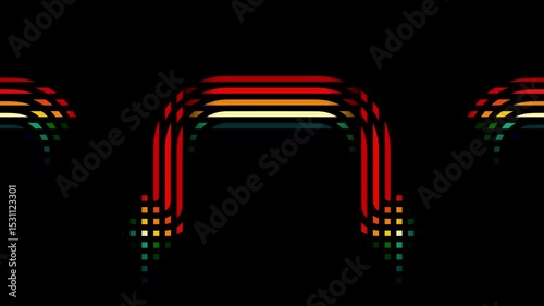 abstract orange blue and yellow color scheme moving squares lines background