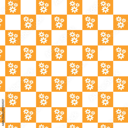 pastel color Checkerboard seamless pattern design with flowers