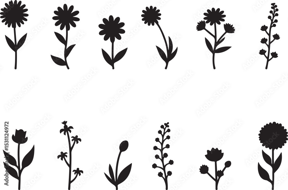 Naklejka premium Minimalist Tree IllustrationBlack Silhouette Nature ArtTree of Life Vector