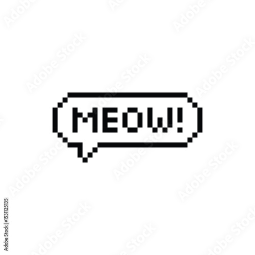 pixel art cat meow text 8 bit icon
