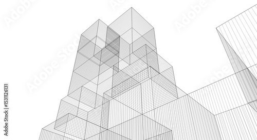 abstract architecture modular construction 3d