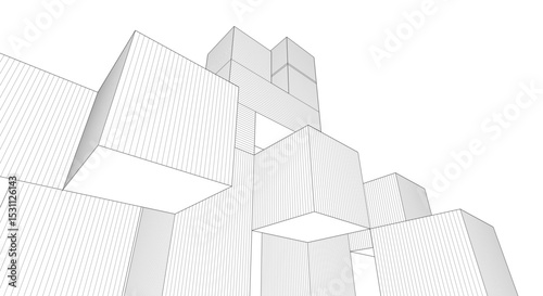 abstract architecture modular construction 3d
