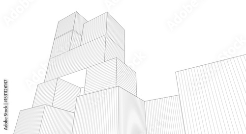 abstract architecture modular construction 3d