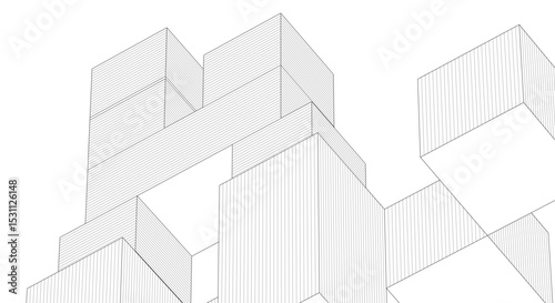 abstract architecture modular construction 3d
