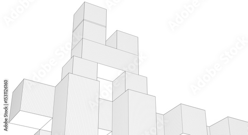 abstract architecture modular construction 3d