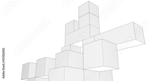 abstract architecture modular construction 3d