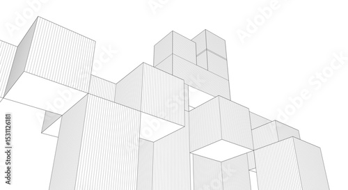 abstract architecture modular construction 3d