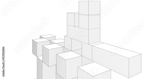 abstract architecture modular construction 3d