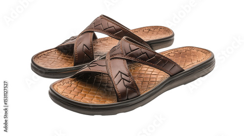 Flip-flop sandals with arch support, Transparent background, PNG file
