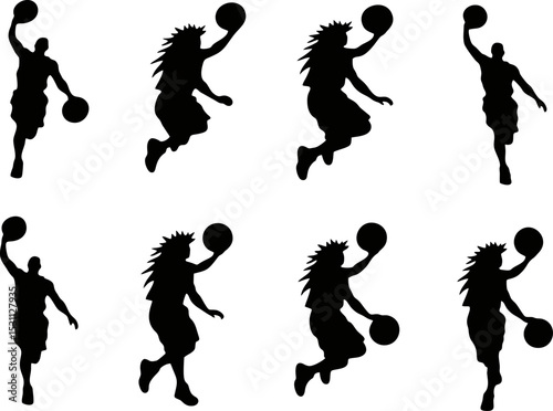 Basketball Style Set: Dynamic Silhouettes in Motion