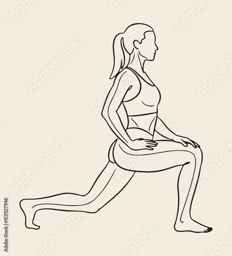 Line Art Simple Figure Doing Lunge Exercise