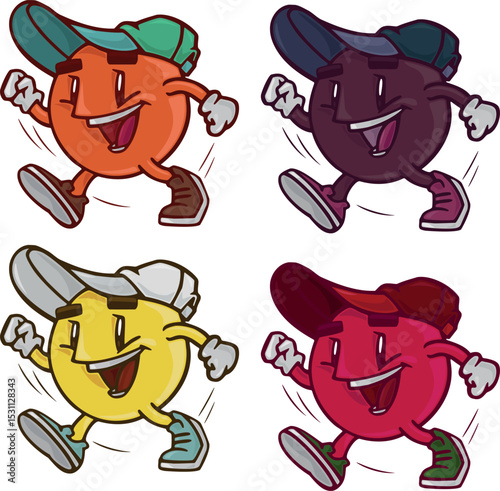 ANIMATED FRUITS STYLE RUNNING MASCOT WITH CAP AND SNEAKERS