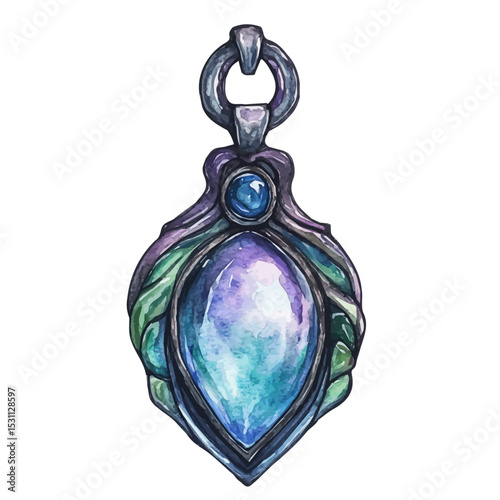 Pendant, watercolor drawing vector, isolated on a white background.