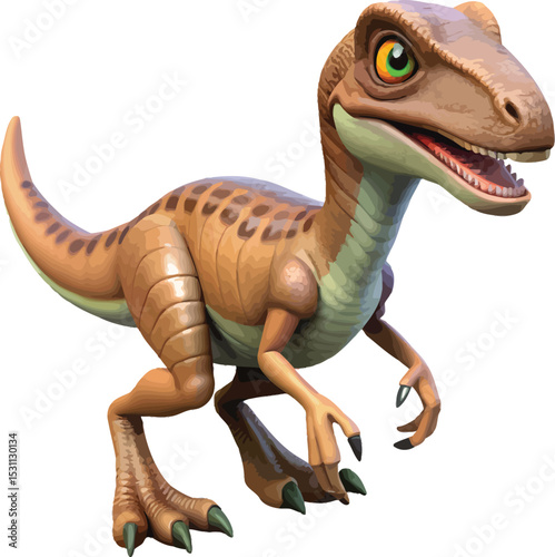Adorable Baby Velociraptor Dinosaur Cartoon Illustration