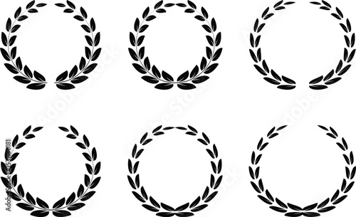 Classic Laurel Wreath Vector Set Elegant Victory and Achievement Emblems