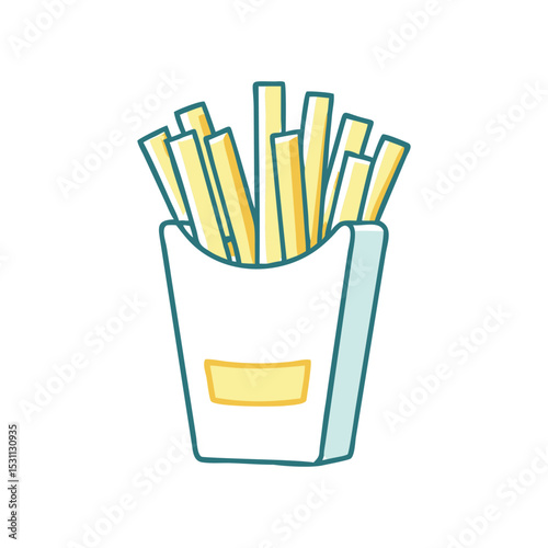 Cartoon illustration of a box of French fries