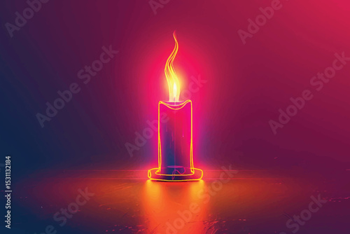 Close up of Candle with colourful background.