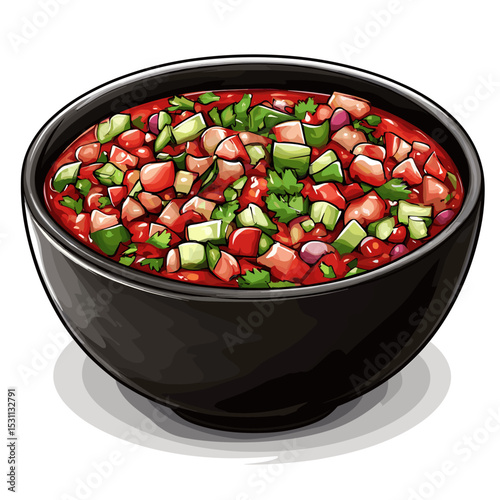 Bowl of salsa vector isolated on a white background