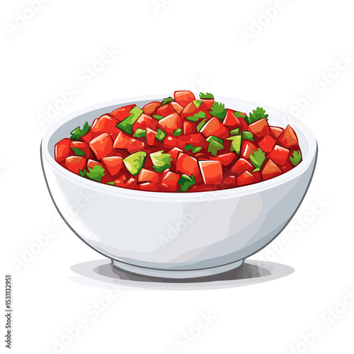 Bowl of salsa vector isolated on a white background