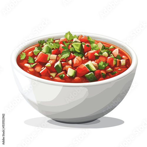 Bowl of salsa vector isolated on a white background