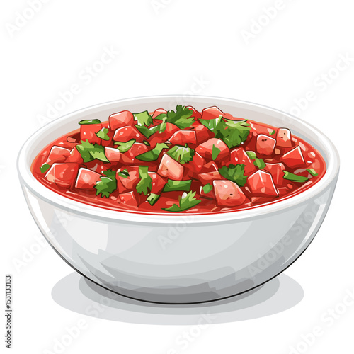 Bowl of salsa vector isolated on a white background