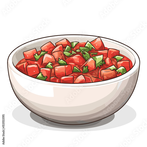 Bowl of salsa vector isolated on a white background