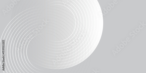 Abstract white glowing geometric lines on gray background. Modern shiny blue circle lines pattern. Futuristic technology concept.
