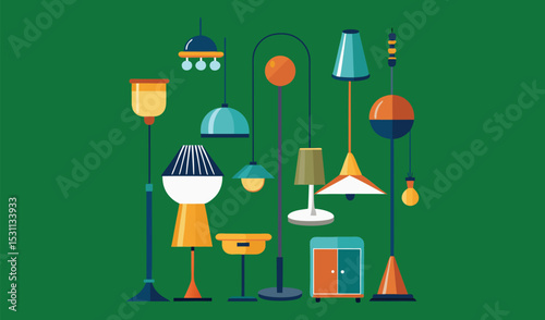 Collection of modern and mid century lamps and lighting