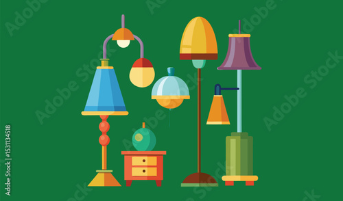 Collection of modern and vintage lamps and lighting