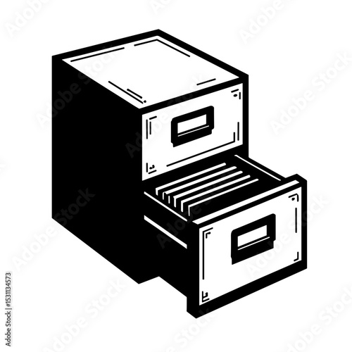 Vertical filing cabinet with two drawers. Great for office dashboards - admin tools, document UI and workflow visualization