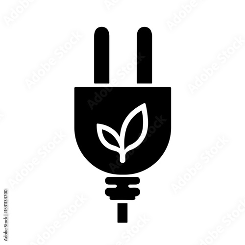 Electric plug with leaf symbol. Concept of clean energy and eco-friendly power sources