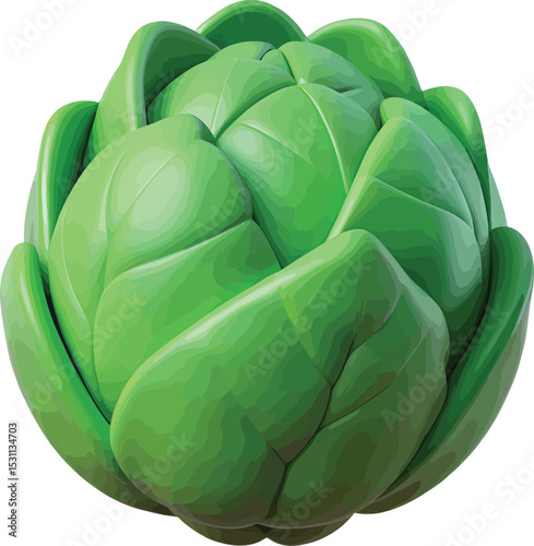 A Detailed Close-Up of a Single, Vibrant Green Cabbage Head, Showcasing its Intricate Leaf Structure and Freshness