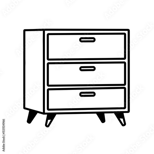 Three-drawer storage cabinet with clean structure. Use for product catalog - minimal website banners and interior mockups