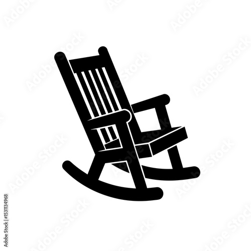 Classic wooden rocking chair with vertical slats. Great for traditional interior packs - old-style illustration sets and rustic furniture icons