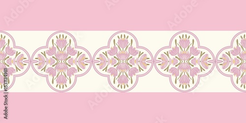Fototapeta Naklejka Na Ścianę i Meble -  Seamless watercolour and unique floral pattern background for covers, notes, banner. Soft backgrounds colour. Watercolour art work. Flower stalk. Colourful flower.
