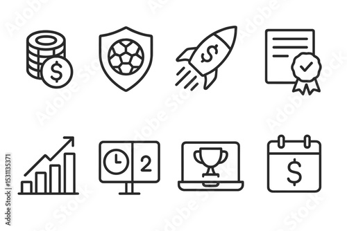 Betting Line Icons. Line style icons of betting: max bet icon, sports league badge, betting boost icon, expert pick symbol,